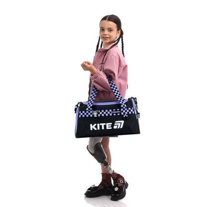 Torba czarna sportowa Kuromi Kite dla dziewczynek do szkoły