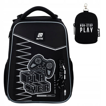 Tornister Kite K25-531M-3 z plecami Ergo Kids i brelokiem z paracordu, dla dzieci 130-145 cm.