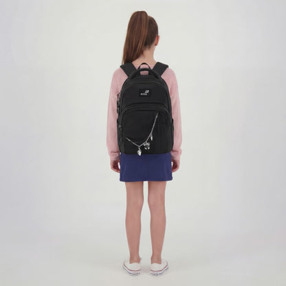 Rucsac școlar ușor, negru, pentru fete 9-12 ani, Kite Black&amp;Charm