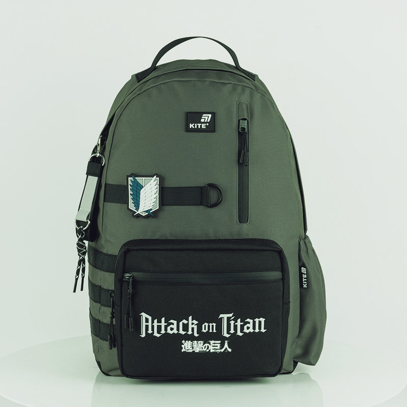 Rucsac școlar Kite pentru băieți, Atac pe Titan, verde