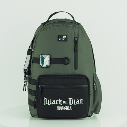 Rucsac școlar Kite pentru băieți, Atac pe Titan, verde