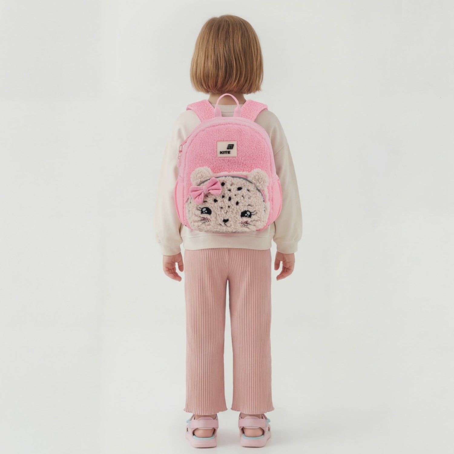 Kite Kids Rucsac preșcolar roz de pluș cu urechi pentru fete, model Pretty Kitty