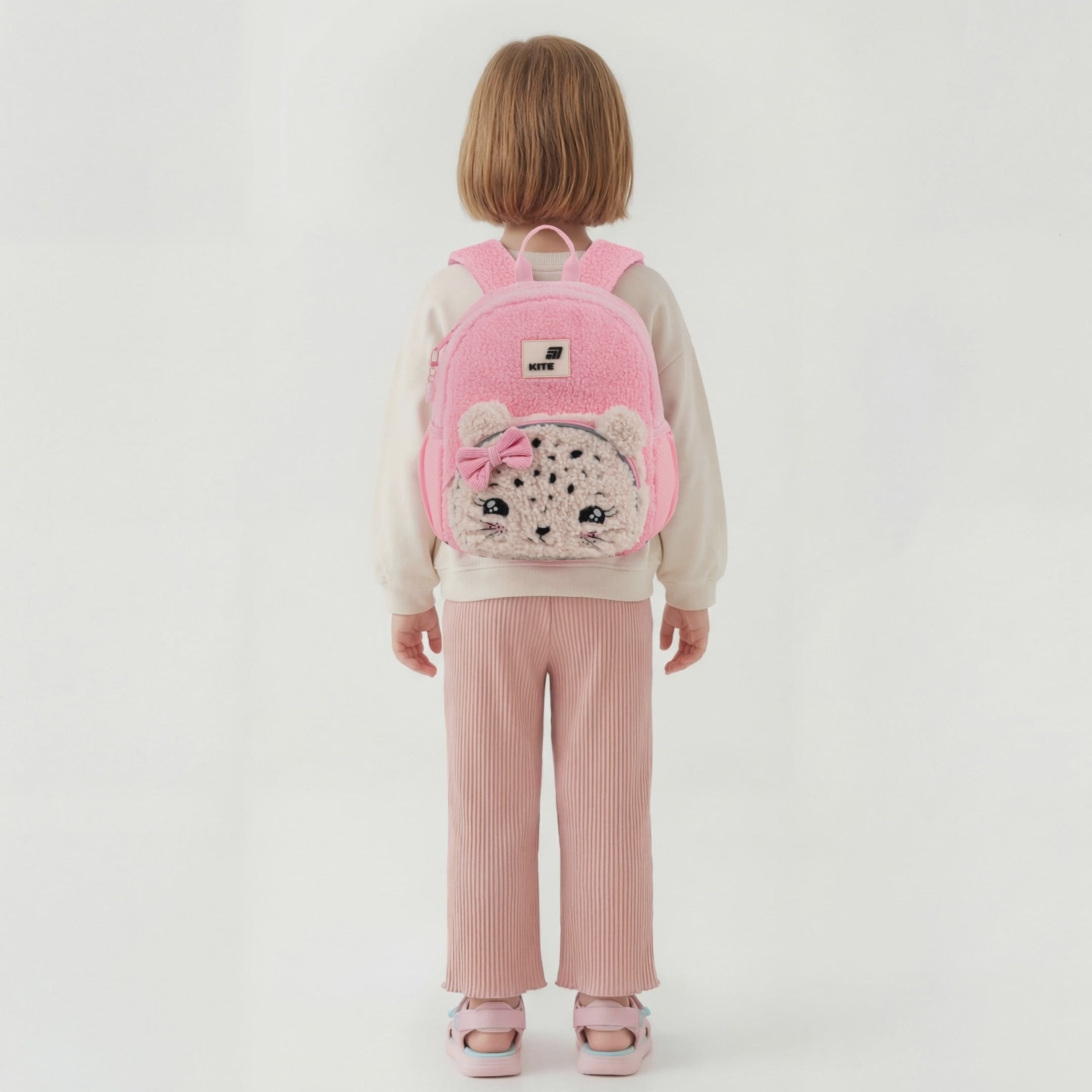 Kite Kids Rucsac preșcolar roz de pluș cu urechi pentru fete, model Pretty Kitty