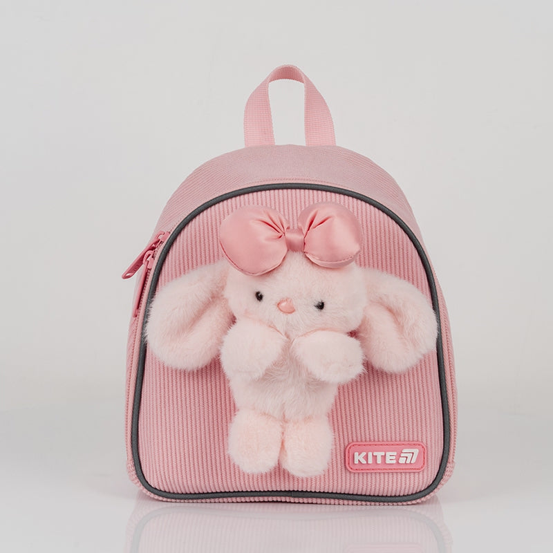 Ghiozdan preșcolar Kite Pink Bunny pentru fete, catifea roz
