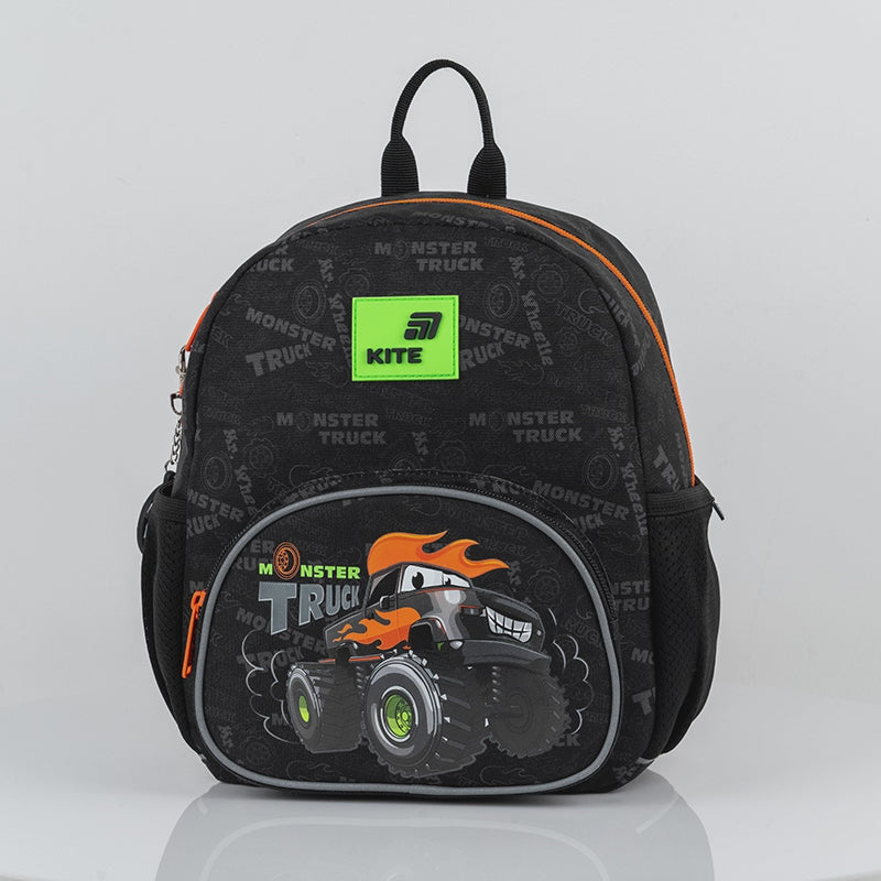 Rucsac Kite Kids Monster Truck Preșcolar Negru pentru Băieți cu Breloc pentru Grădiniță