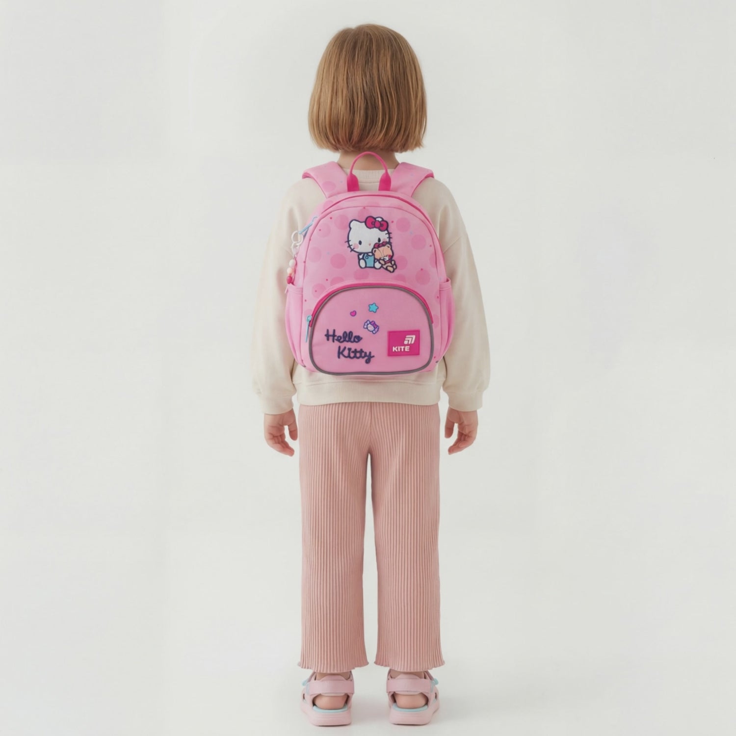 Rucsac preșcolar Kite Hello Kitty pentru fete, roz, cu breloc