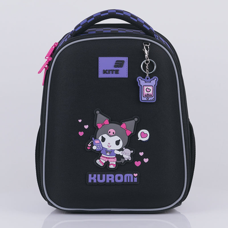 Ghiozdan ortopedic Kuromi Kite pentru fete, clasa I, negru