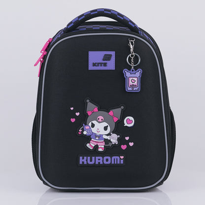Ghiozdan ortopedic Kuromi Kite pentru fete, clasa I, negru