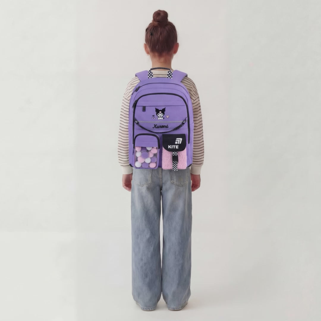 Rucsac școlar ortopedic pentru fete clasele 1-6, violet, Kite Kuromi