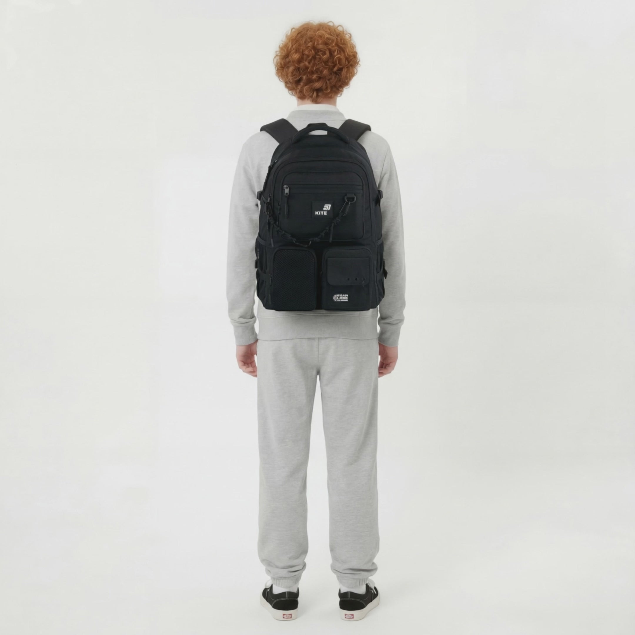 Rucsac școlar pentru adolescenți, negru, compartiment mare, spațios Kite Fear Less