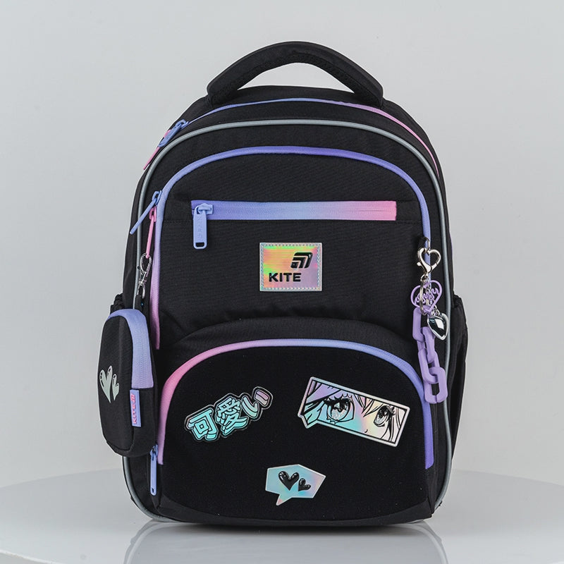 Rucsac școlar ortopedic Kite Anime Dream pentru fete cu breloc și portofel