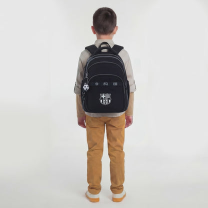 Rucsac școlar negru pentru băieți, clasele 4-6, model de fotbal FC Barcelona, ​​Kite