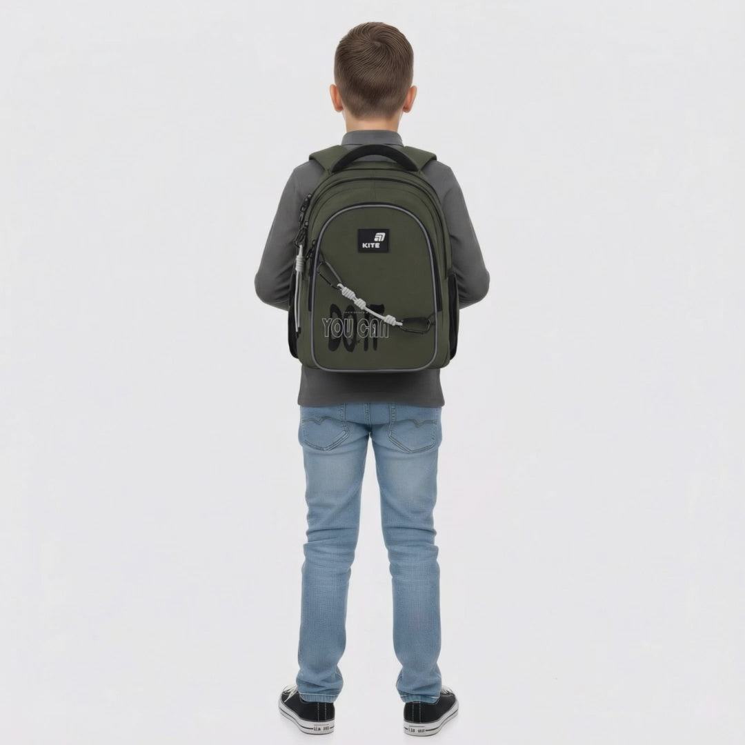 Rucsac școlar ortopedic Kite Trust Yourself verde pentru băieți 9-12 ani