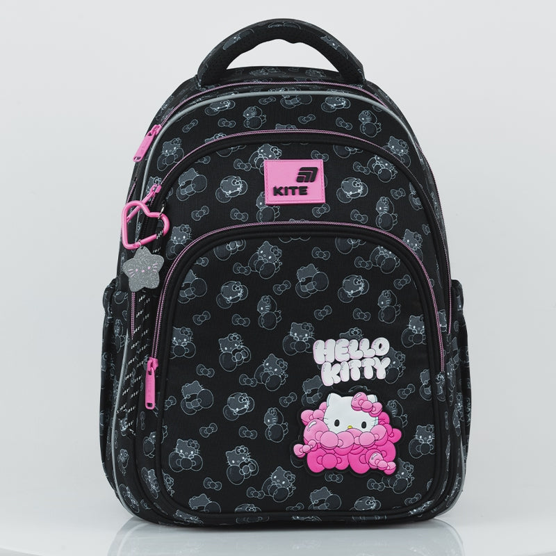 Rucsac școlar ortopedic Kite Hello Kitty negru pentru fete 9-12 ani