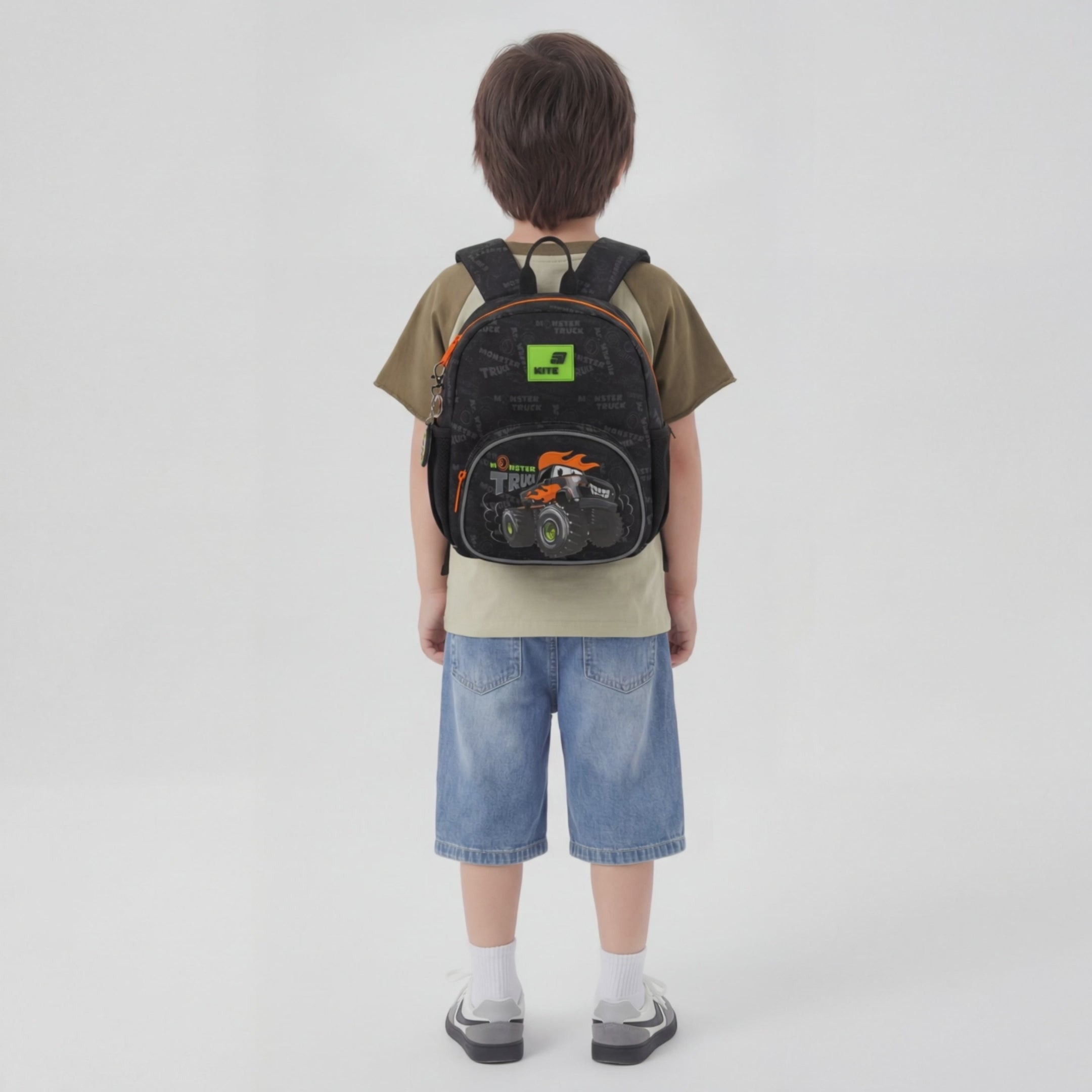 Rucsac Kite Kids Monster Truck Preșcolar Negru pentru Băieți cu Breloc pentru Grădiniță