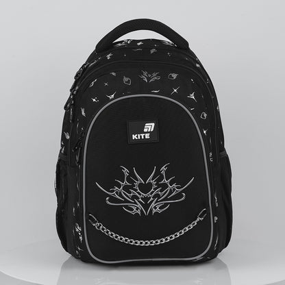 Rucsac școlar ortopedic Kite Gothic Elegance pentru fete, negru, cu lanț