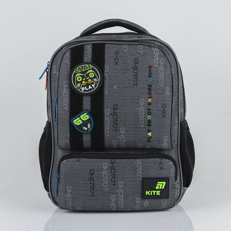 Rucsac preșcolar Kite Good Game, ușor și spațios, cu petice, pentru un băiat cu vârsta cuprinsă între 4 și 7 ani