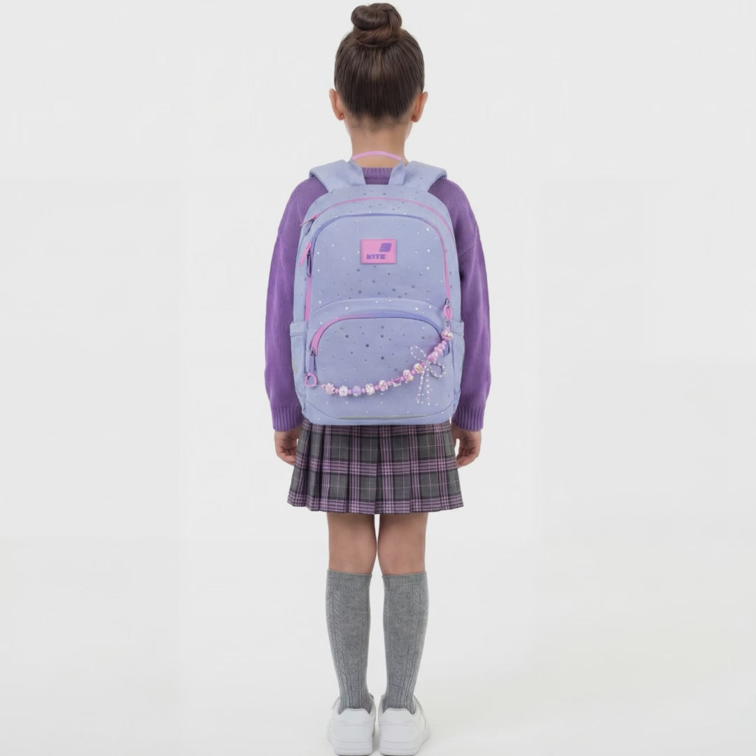 Rucsac școlar ortopedic Kite Twinke violet pentru fete, stea