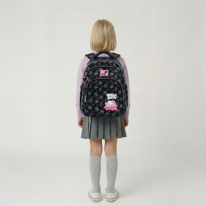 Rucsac școlar ortopedic Kite Hello Kitty negru pentru fete 9-12 ani