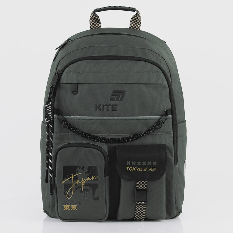 Rucsac ortopedic gri pentru băieți în stil kawaii Kite Tokyo Vibe