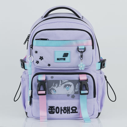 Rucsac școlar ortopedic Kite Sakura pentru fete, violet, cu breloc