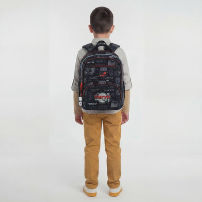 Rucsac școlar moale pentru băiat, cu spate ortopedic și insignă 3D Kite Tokyo