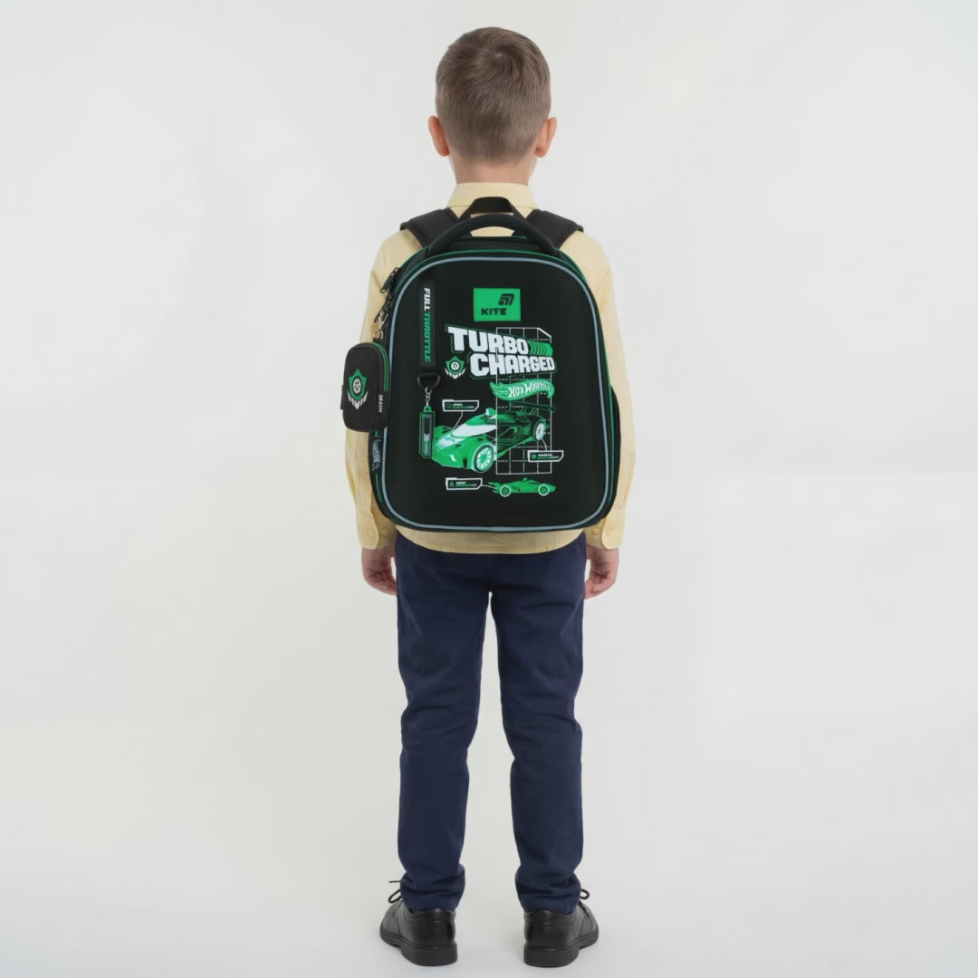 Ghiozdan școlar ortopedic Kite Hot Wheels pentru băieți 6-8 ani