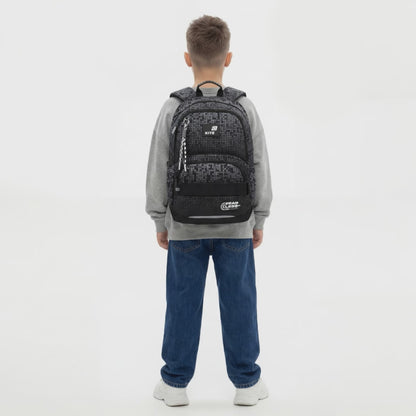 Rucsac școlar ortopedic Kite Fearless pentru băieți, negru, cu fund întărit