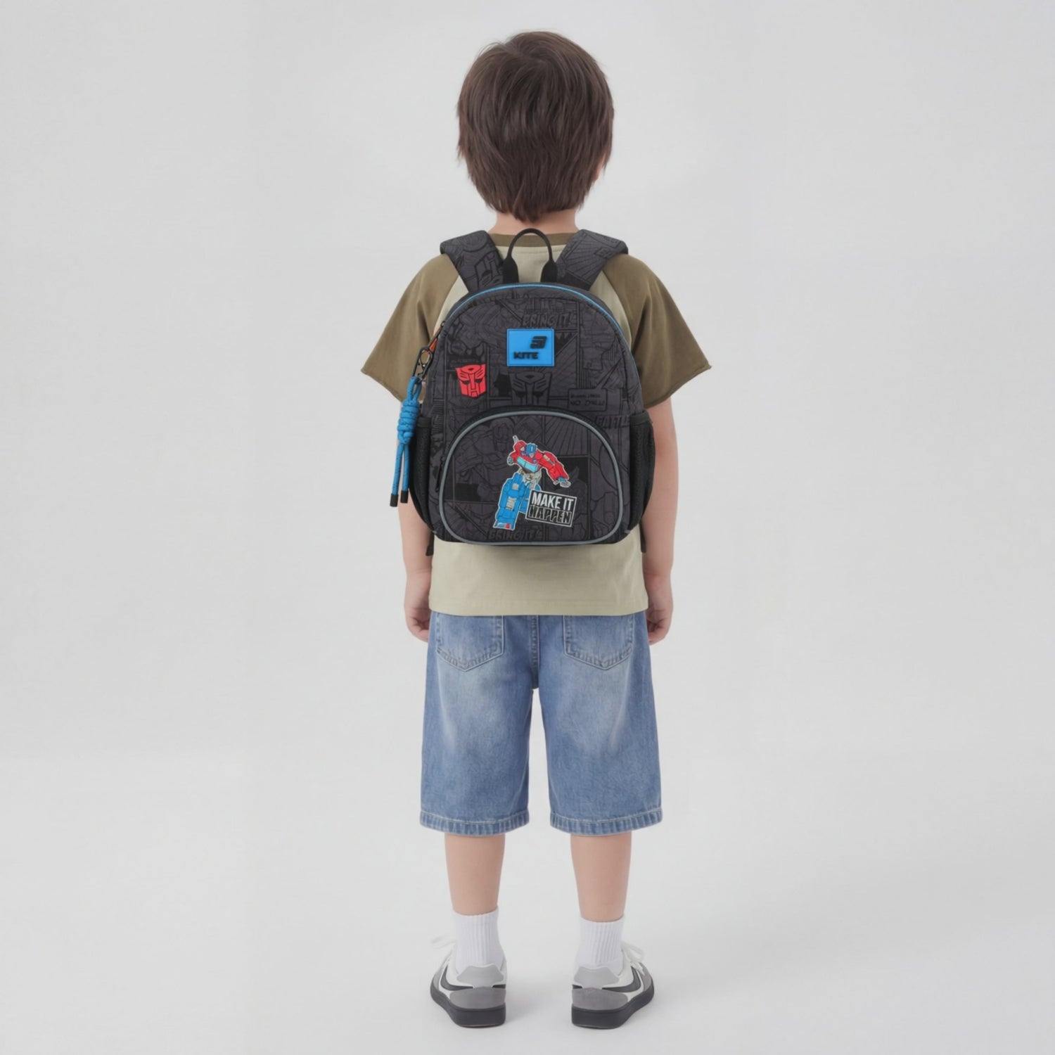 Rucsac Kite Kids Transformers negru pentru preșcolari, ușor, cu breloc