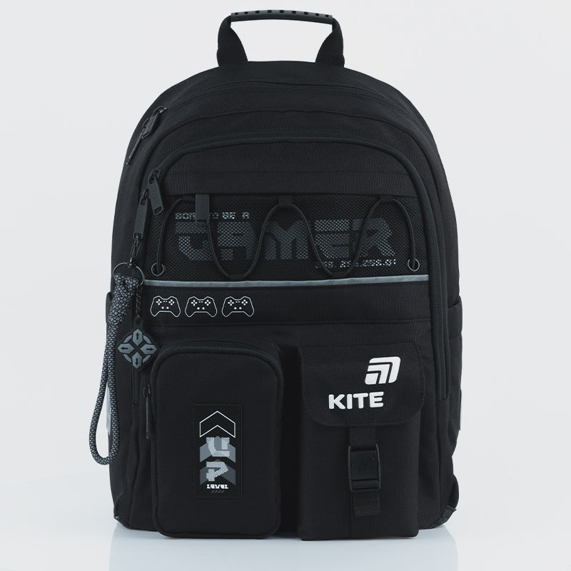 Rucsac școlar ortopedic Kite Gamer, negru, pentru băieți, 6-12 ani