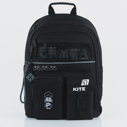 Rucsac școlar ortopedic Kite Gamer, negru, pentru băieți, 6-12 ani