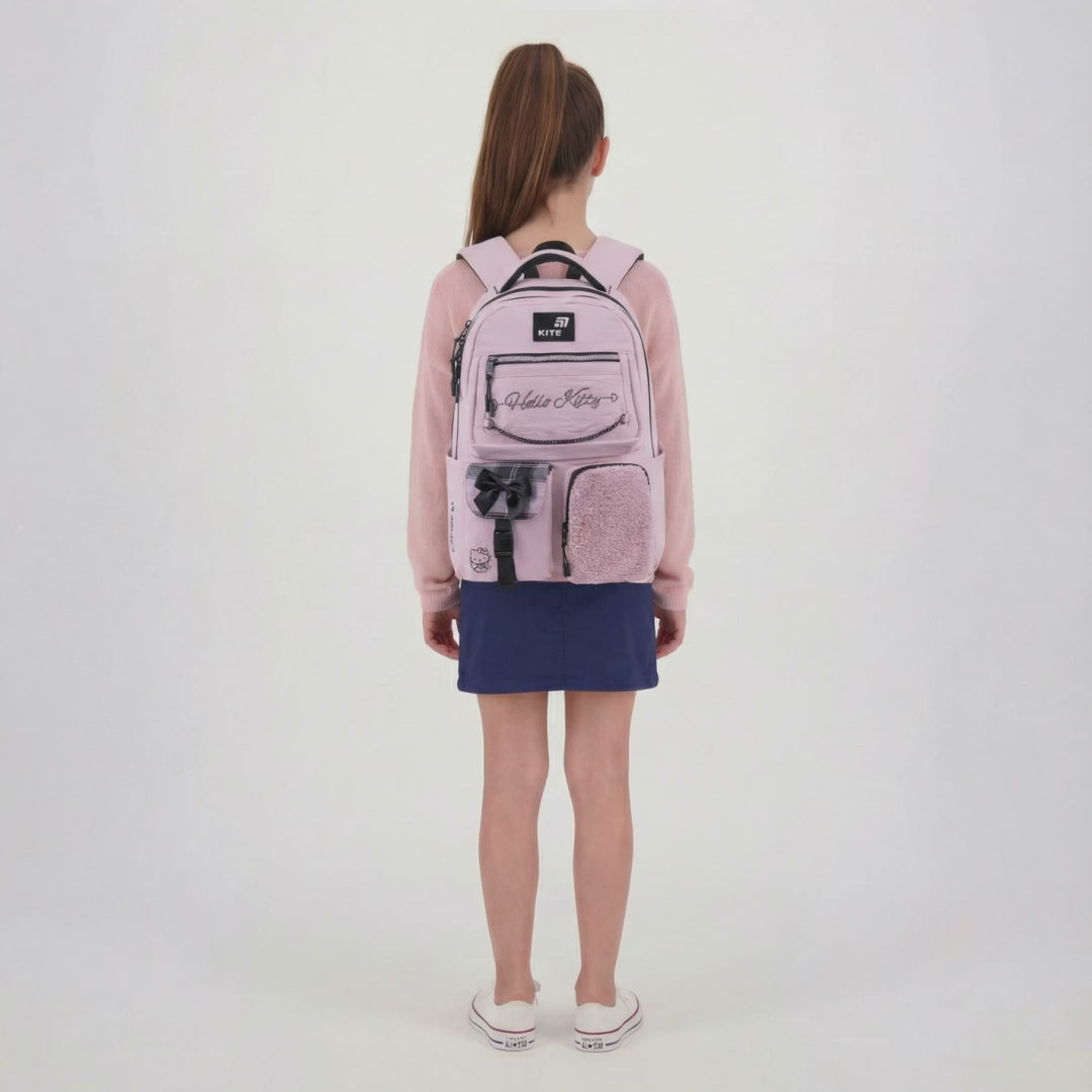 Rucsac ortopedic roz Kite Hello Kitty pentru adolescenți 9-12 ani