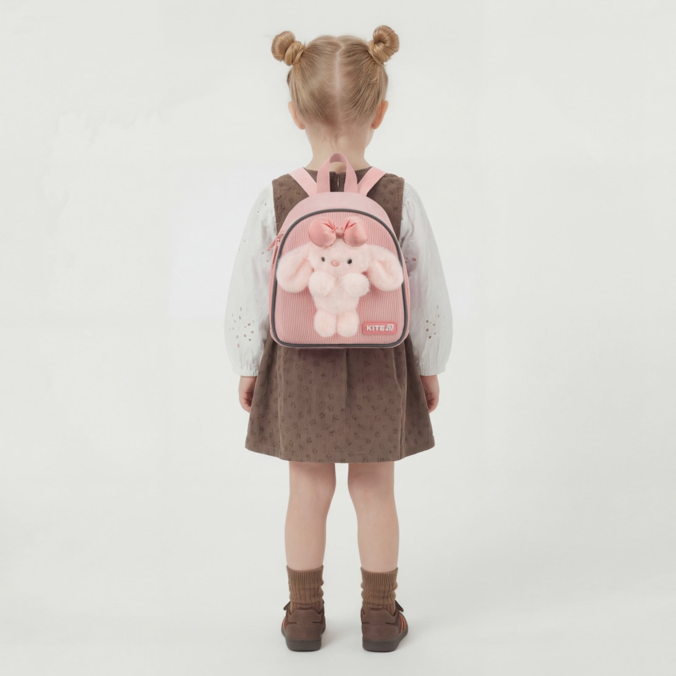 Ghiozdan preșcolar Kite Pink Bunny pentru fete, catifea roz